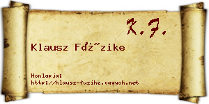 Klausz Füzike névjegykártya